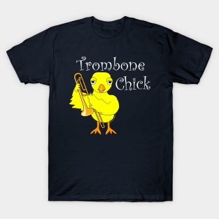 Trombone Chick White Text T-Shirt